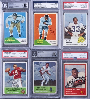 1960-1963 Fleer Football Signed Cards Graded Collection (19 Different)